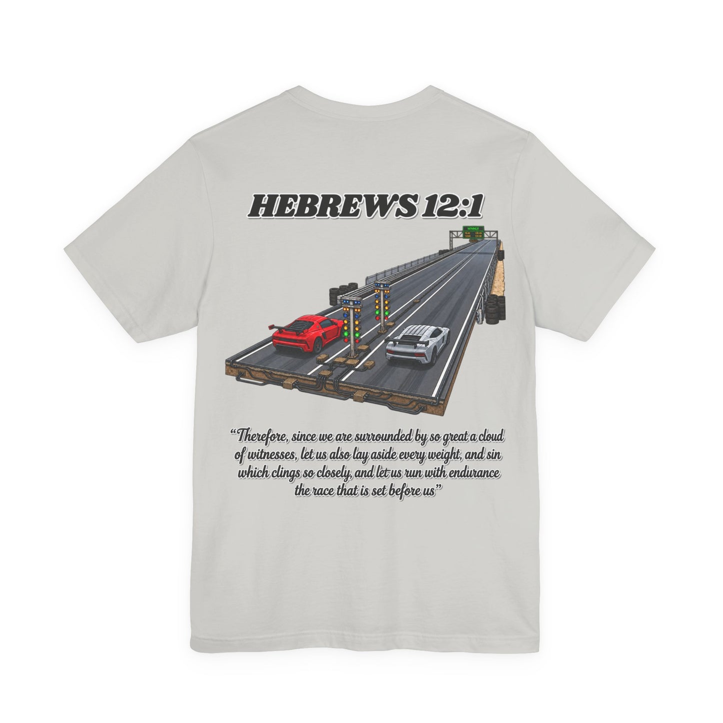 Hebrews 12:1 T-Shirt — Christian Faith Endurance Tee