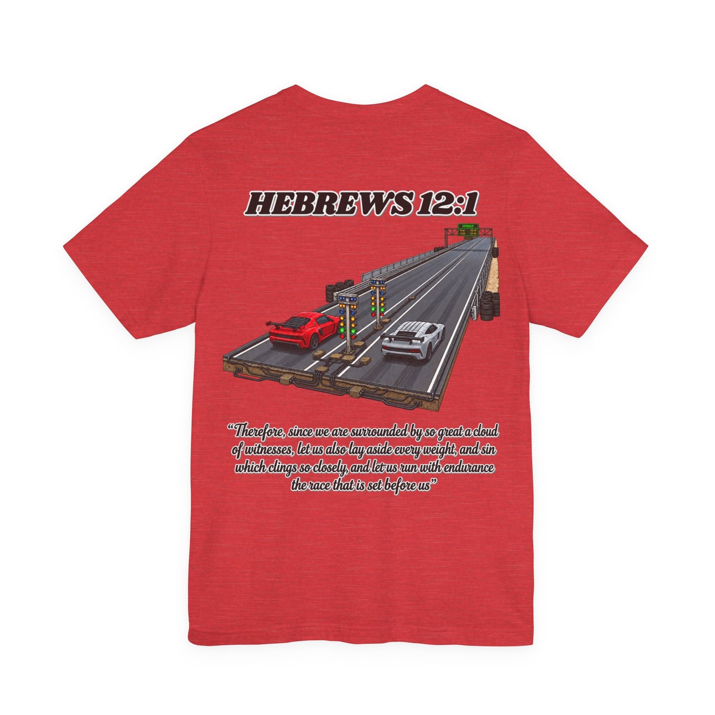 Hebrews 12:1 T-Shirt — Christian Faith Endurance Tee